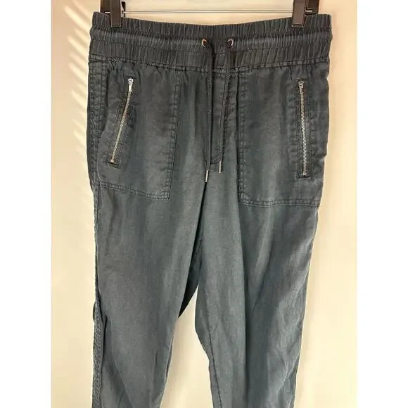 Athleta Cabo Linen Jogger Pant Faded Black Zip Pocket Pants Women's Size 8 - Picture 4 of 13